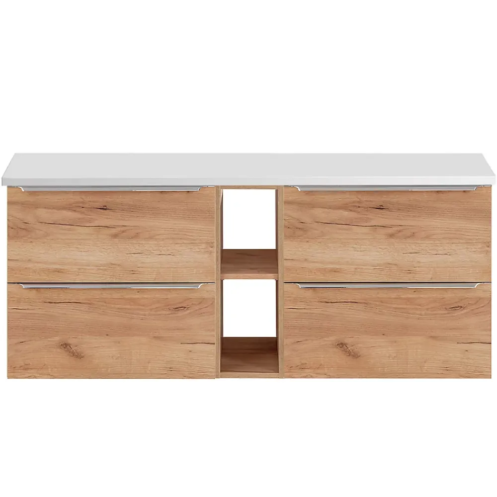 Petits-Meubles Meuble sous-vasque 140cm 2 niches April Bois et Blanc