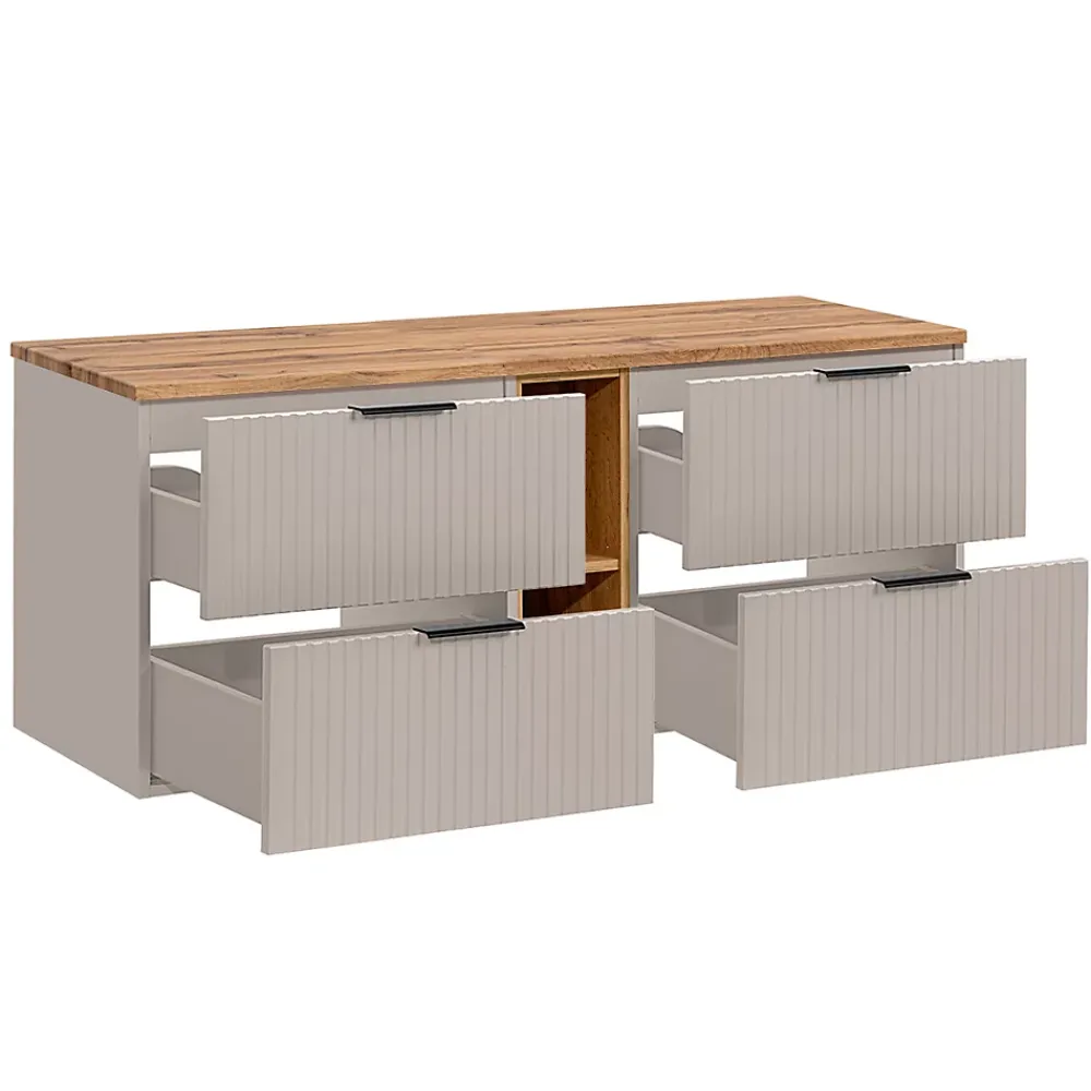 Meuble Sous-Vasque|Petits-Meubles Meuble sous-vasque 140cm 2 niches Adriel Cachemire et Bois