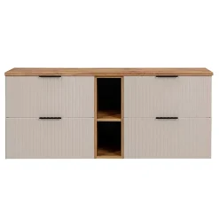 Meuble Sous-Vasque|Petits-Meubles Meuble sous-vasque 140cm 2 niches Adriel Cachemire et Bois