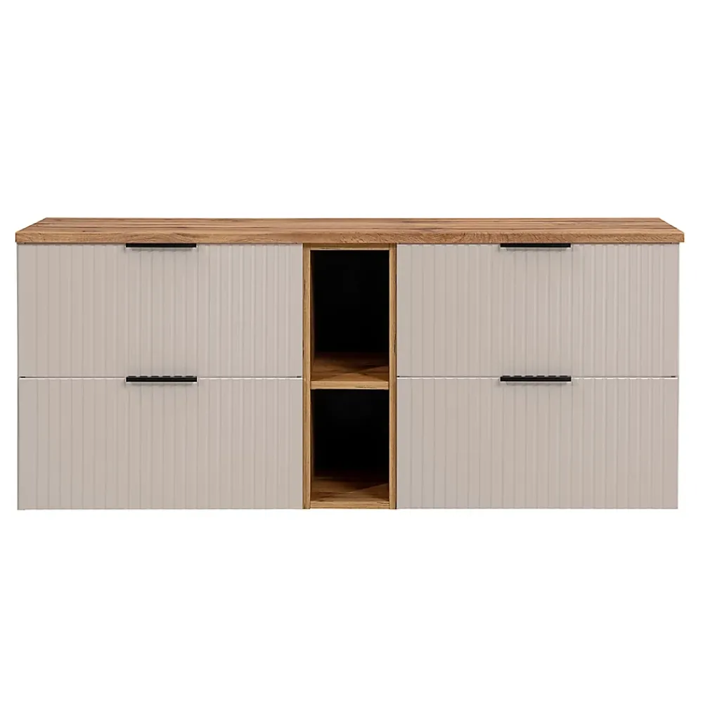 Meuble Sous-Vasque|Petits-Meubles Meuble sous-vasque 140cm 2 niches Adriel Cachemire et Bois