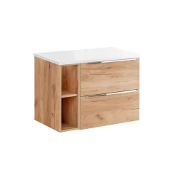 Petits-Meubles Meuble sous-vasque 80cm 2 niches April Bois et Blanc