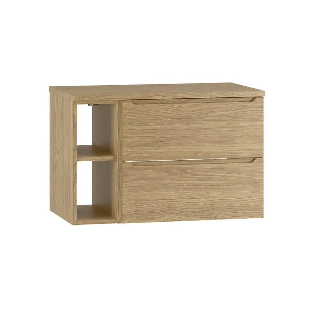 Petits-Meubles Meuble sous-vasque 80cm 2 niches plan de toilette Viggo Bois
