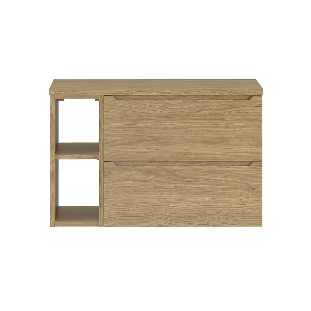 Petits-Meubles Meuble sous-vasque 80cm 2 niches plan de toilette Viggo Bois