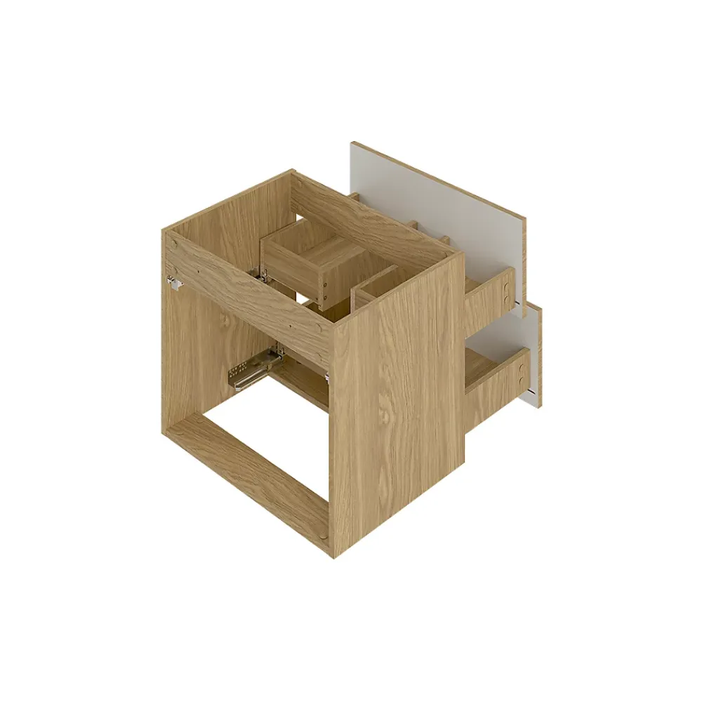 Petits-Meubles Meuble sous-vasque 80cm 2 niches plan de toilette Viggo Bois