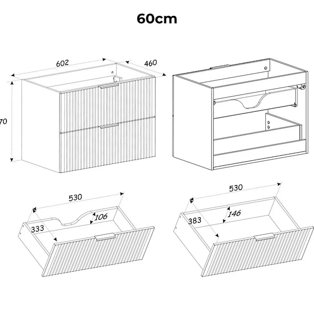 Petits-Meubles Meuble sous-vasque 140cm 2 niches Adriel Bois