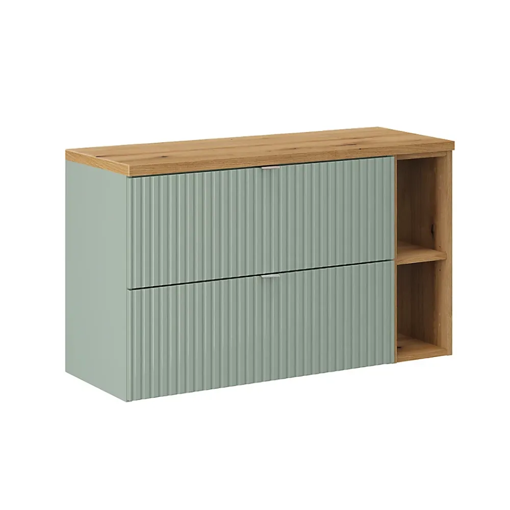 Meuble Sous-Vasque|Petits-Meubles Meuble sous-vasque 100cm 2 tiroirs 2 niches Jade Vert et Bois