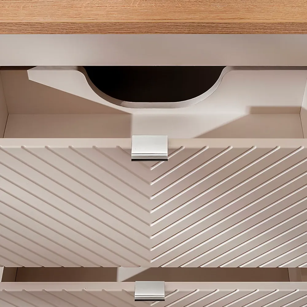 Petits-Meubles Meuble sous-vasque 140cm 4 tiroirs 1 porte Manoa Cachemire et bois