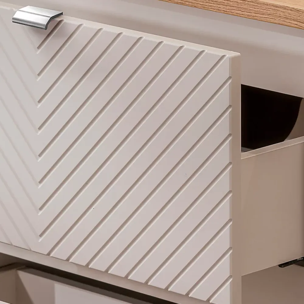 Petits-Meubles Meuble sous-vasque 140cm 4 tiroirs 1 porte Manoa Cachemire et bois