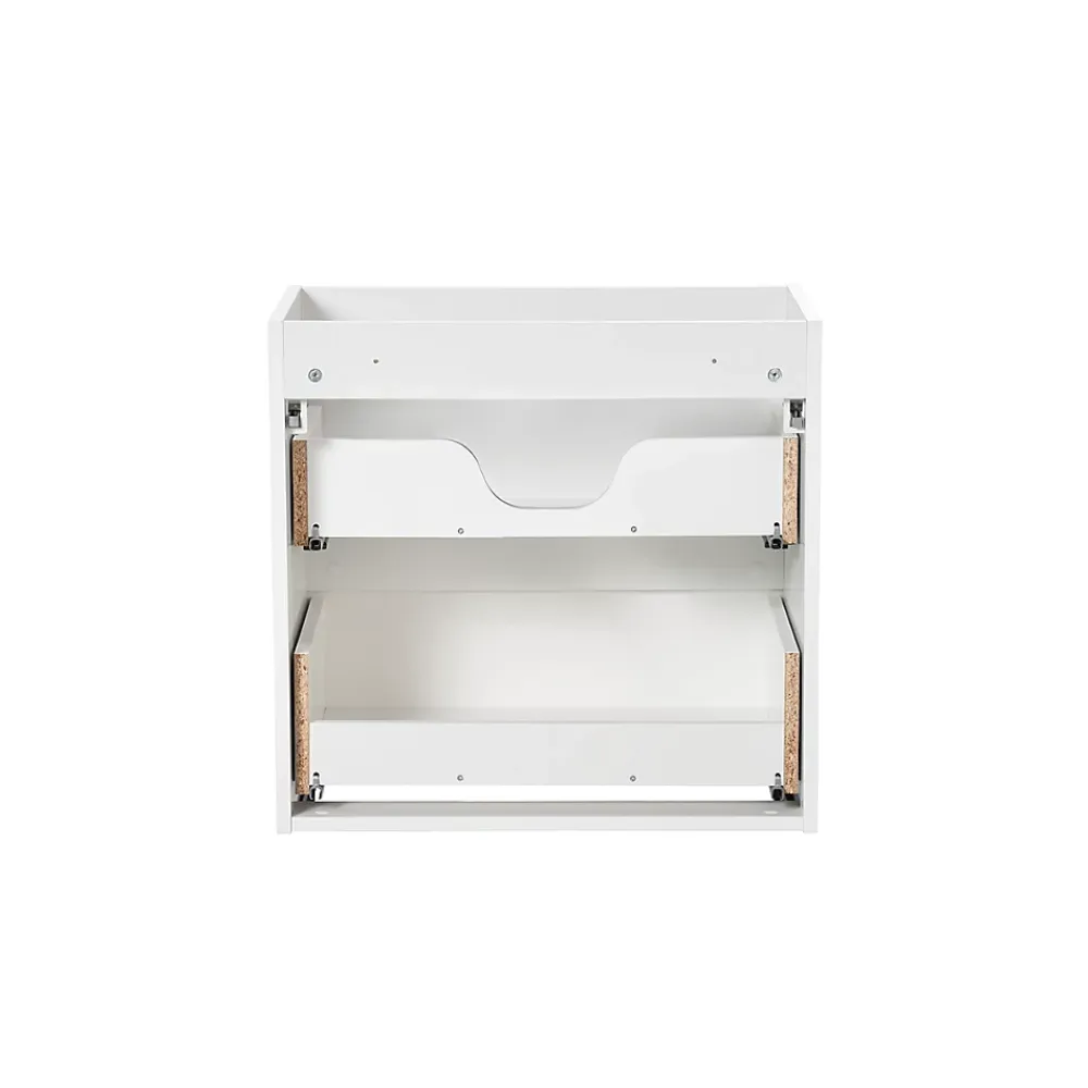 Petits-Meubles Meuble sous-vasque 140cm 4 tiroirs 2 niches Riva Blanc et Bois