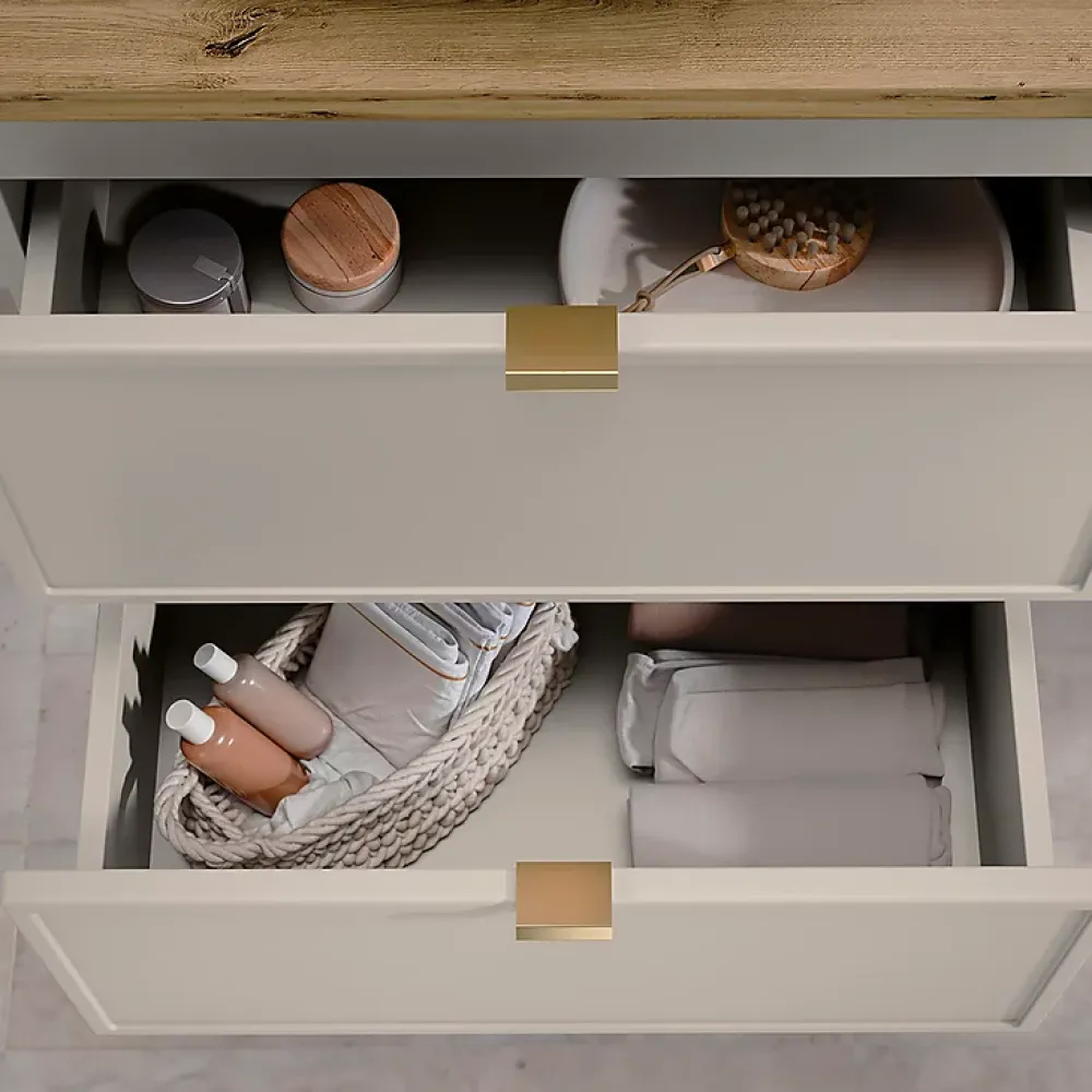 Meuble Sous-Vasque|Petits-Meubles Meuble sous-vasque 100cm panier à linge Alba Cachemire