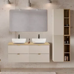 Meuble Sous-Vasque|Petits-Meubles Meuble sous-vasque 120cm plan de toilette Azel Cachemire et Bois