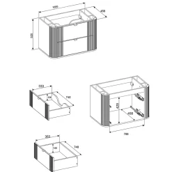 Petits-Meubles Meuble sous-vasque 100cm plan de toilette Mila Bois