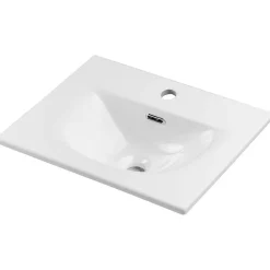 Meuble Sous Lavabo|[En.Casa] Meuble sous-vasque NEWPORT avec lavabo 50 x 57 x 39 cm noir rainuré blanc brillant en.casa