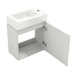 Meuble Vasque|Okwish Meuble Sous-Vasque Suspendu avec Vasque - Meuble Salle de Bain Compact, MDF, 46x26x56 cm - Blanc