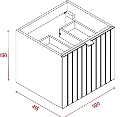Meuble Sous Lavabo|Furnidea Meuble sous-vasque suspendu HARMO 50 cm Façade rainuré vert semi-mat