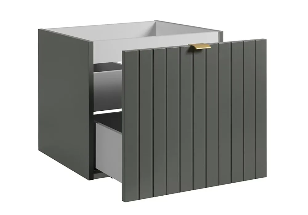 Meuble Sous Lavabo|Furnidea Meuble sous-vasque suspendu HARMO 50 cm Façade rainuré vert semi-mat