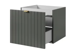 Meuble Sous Lavabo|Furnidea Meuble sous-vasque suspendu HARMO 50 cm Façade rainuré vert semi-mat