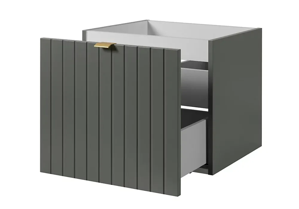 Meuble Sous Lavabo|Furnidea Meuble sous-vasque suspendu HARMO 50 cm Façade rainuré vert semi-mat