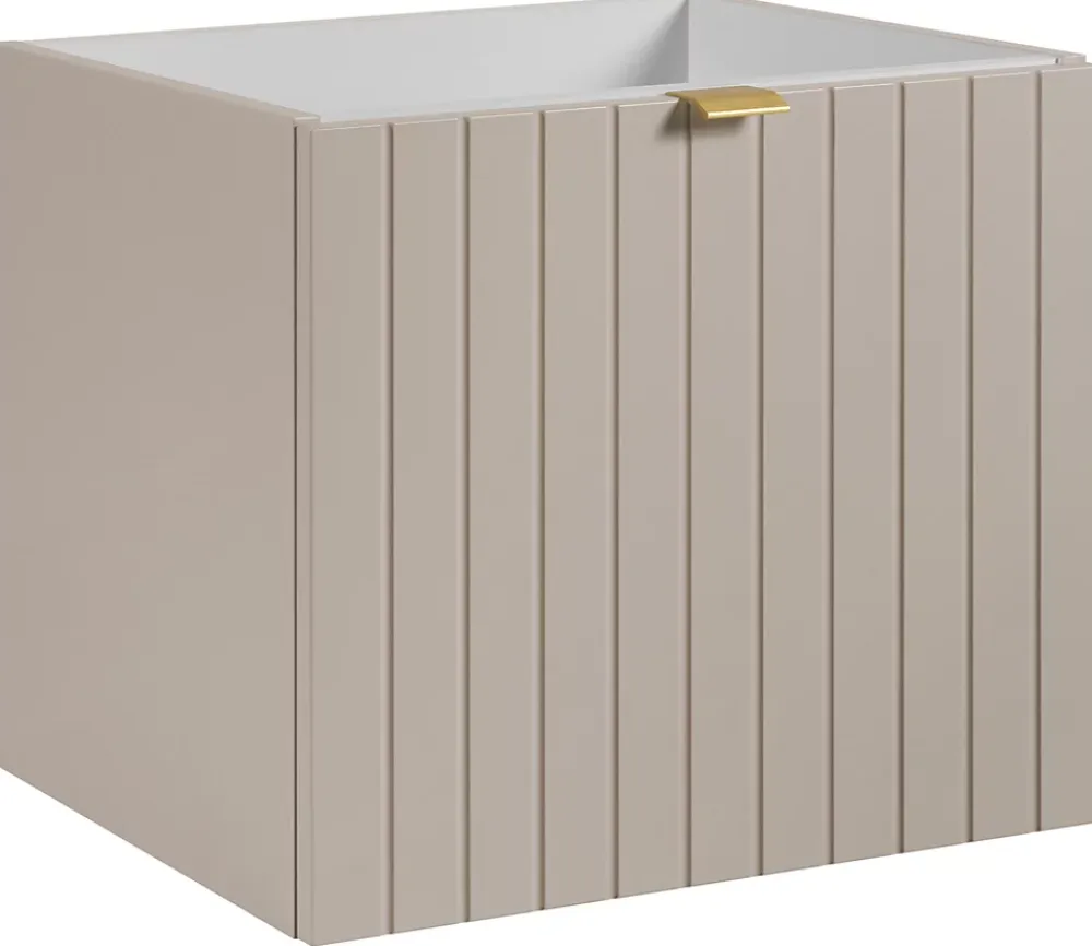 Meuble Sous Lavabo|Furnidea Meuble sous-vasque suspendu HARMO 50 cm Façade rainuré cachemire semi-mat