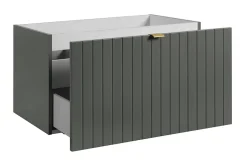 Furnidea Meuble sous-vasque suspendu HARMO 80 cm Façade rainuré vert semi-mat