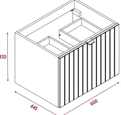 Furnidea Meuble sous-vasque suspendu HARMO 60 cm Façade rainuré vert semi-mat