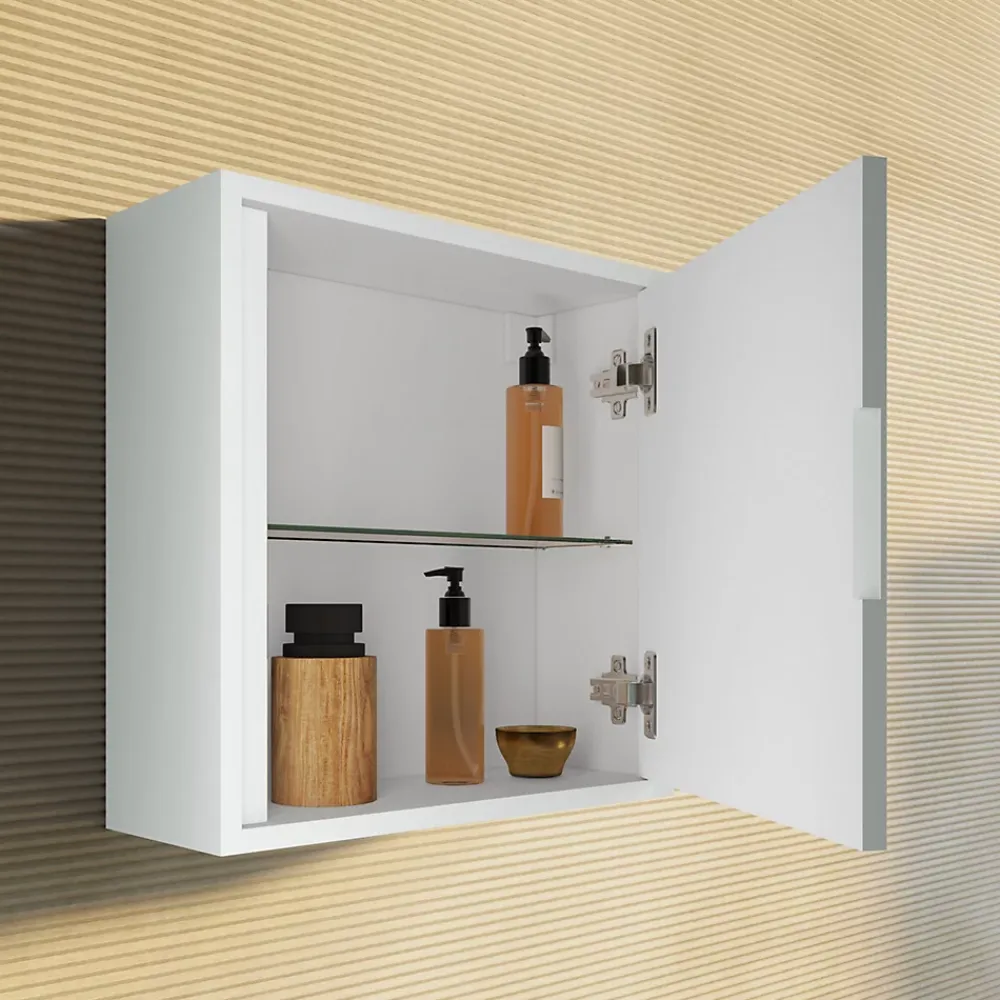 Kiamami Valentina Meuble Suspendu De Salle De Bain 39Cm Avec Porte Réversible Blanc Mat - Monaco