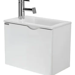 Sanindusa Meuble suspendu pour lave-mains 1 porte Alicante 60x25 hauteur 45cm blanc (lave-mains et mitigeur non inclus)