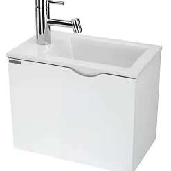Sanindusa Meuble suspendu pour lave-mains 1 porte Alicante 60x25 hauteur 45cm blanc (lave-mains et mitigeur non inclus)