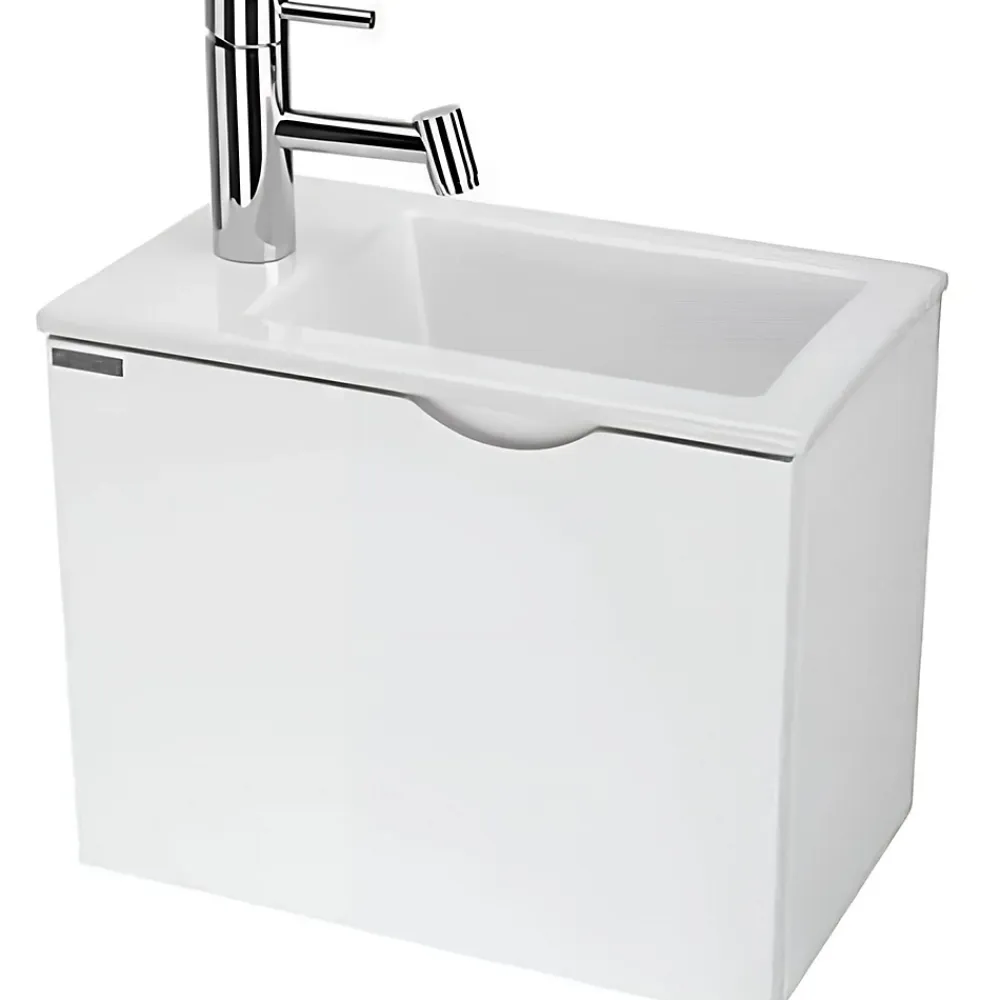 Sanindusa Meuble suspendu pour lave-mains 1 porte Alicante 60x25 hauteur 45cm blanc (lave-mains et mitigeur non inclus)