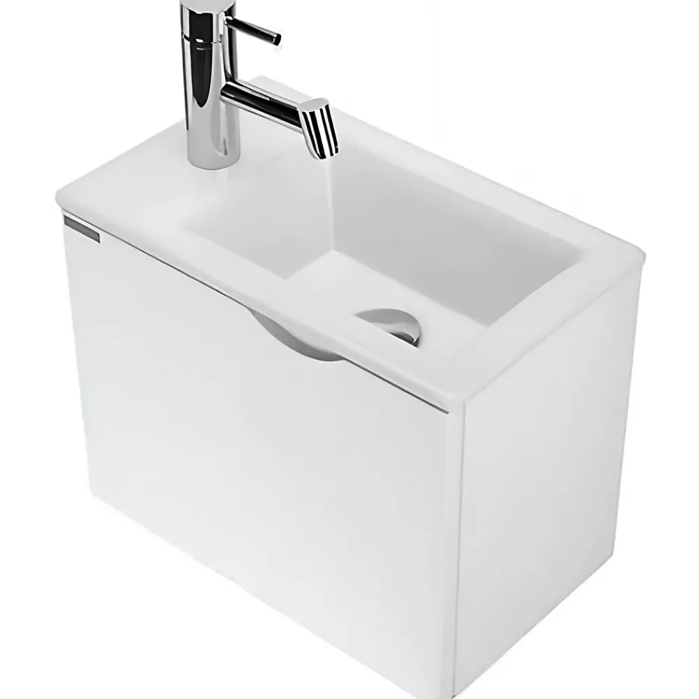Sanindusa Meuble suspendu pour lave-mains 1 porte Alicante 60x25 hauteur 45cm blanc (lave-mains et mitigeur non inclus)