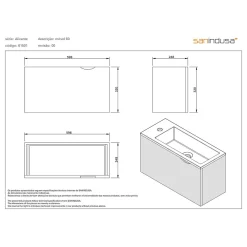Sanindusa Meuble suspendu pour lave-mains 1 porte Alicante 60x25 hauteur 45cm blanc (lave-mains et mitigeur non inclus)