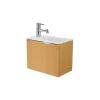 Sanindusa Meuble suspendu pour lave-mains 1 porte Alicante 40x25 hauteur 33cm couleur hêtre (lave-mains et mitigeur non inclus)
