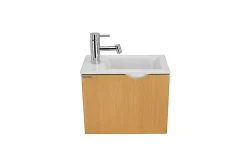 Sanindusa Meuble suspendu pour lave-mains 1 porte Alicante 40x25 hauteur 33cm couleur hêtre (lave-mains et mitigeur non inclus)