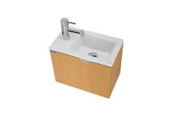 Sanindusa Meuble suspendu pour lave-mains 1 porte Alicante 40x25 hauteur 33cm couleur hêtre (lave-mains et mitigeur non inclus)