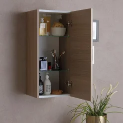 Armoire De Salle De Bains|Kiamami Valentina Meuble Suspendu Pour Salle De Bains Chêne Naturel 1 Porte Avec Poignée Rimini