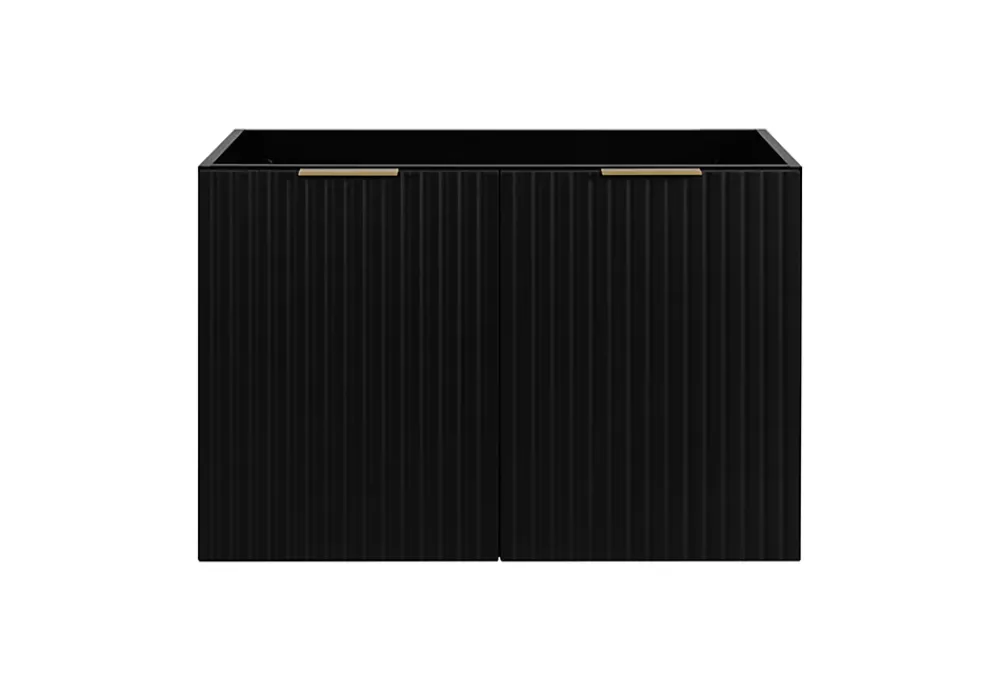 Meuble Sous Lavabo|Furnidea Meuble suspendu sous lavabo avec 2 portes FLOW NOIR 80 cm