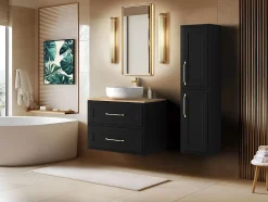 Furnidea Meuble suspendu sous lavabo CLASSIC noir 80 cm