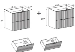 Furnidea Meuble suspendu sous lavabo FLOW noir 120 cm