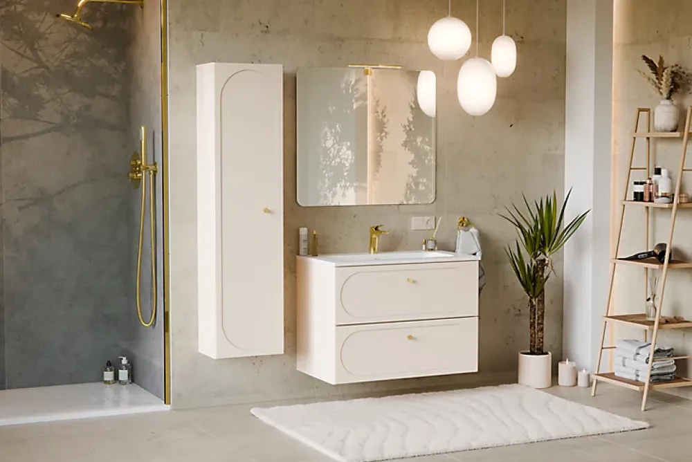Furnidea Meuble suspendu sous lavabo DONNA SAND beige 80 cm