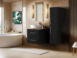 Meuble Sous Lavabo|Furnidea Meuble suspendu sous lavabo CLASSIC noir 60 cm