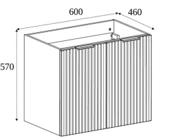 Furnidea Meuble suspendu sous lavabo avec 2 portes FLOW NOIR 60 cm
