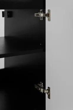 Furnidea Meuble suspendu sous lavabo avec 2 portes FLOW NOIR 60 cm