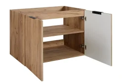 Meuble Sous Lavabo|Furnidea Meuble suspendu sous lavabo avec 2 portes FLOW CHÊNE 80 cm