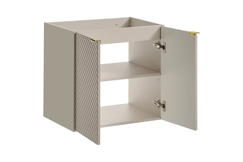 Meuble Sous Lavabo|Furnidea Meuble suspendu sous vasque avec 2 portes VIVA CACHEMIRE 60 cm