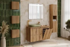 Furnidea Meuble suspendu sous vasque 80 cm à tiroirs NOVA chêne Coast Evoke