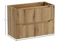 Furnidea Meuble suspendu sous vasque 80 cm à tiroirs NOVA chêne Coast Evoke
