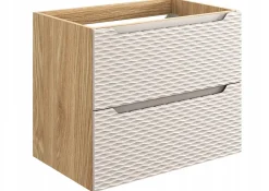 Meuble Sous Lavabo|Furnidea Meuble suspendu sous vasque OCEAN chêne et beige 70 cm - 2 tiroirs façades 3D