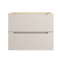 Meuble Sous Lavabo|Furnidea Meuble suspendu sous vasque OCEAN chêne et beige 70 cm - 2 tiroirs façades 3D