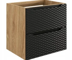 Meuble Sous Lavabo|Furnidea Meuble suspendu sous vasque OCEAN chêne et noir 60 cm - 2 tiroirs façades 3D