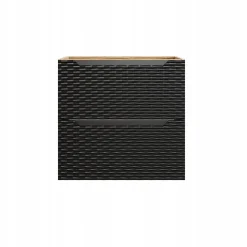 Meuble Sous Lavabo|Furnidea Meuble suspendu sous vasque OCEAN chêne et noir 60 cm - 2 tiroirs façades 3D